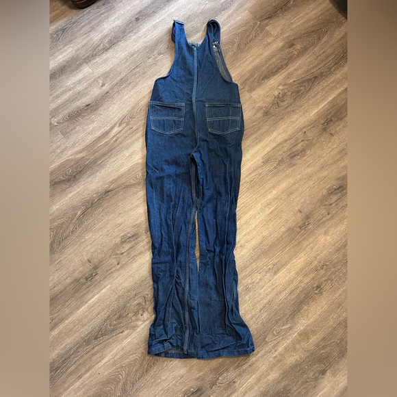 Liberty Bib Overalls Youth 16 Regular Blue Denim Adjustable Straps Green Trim - Picture 13 of 15